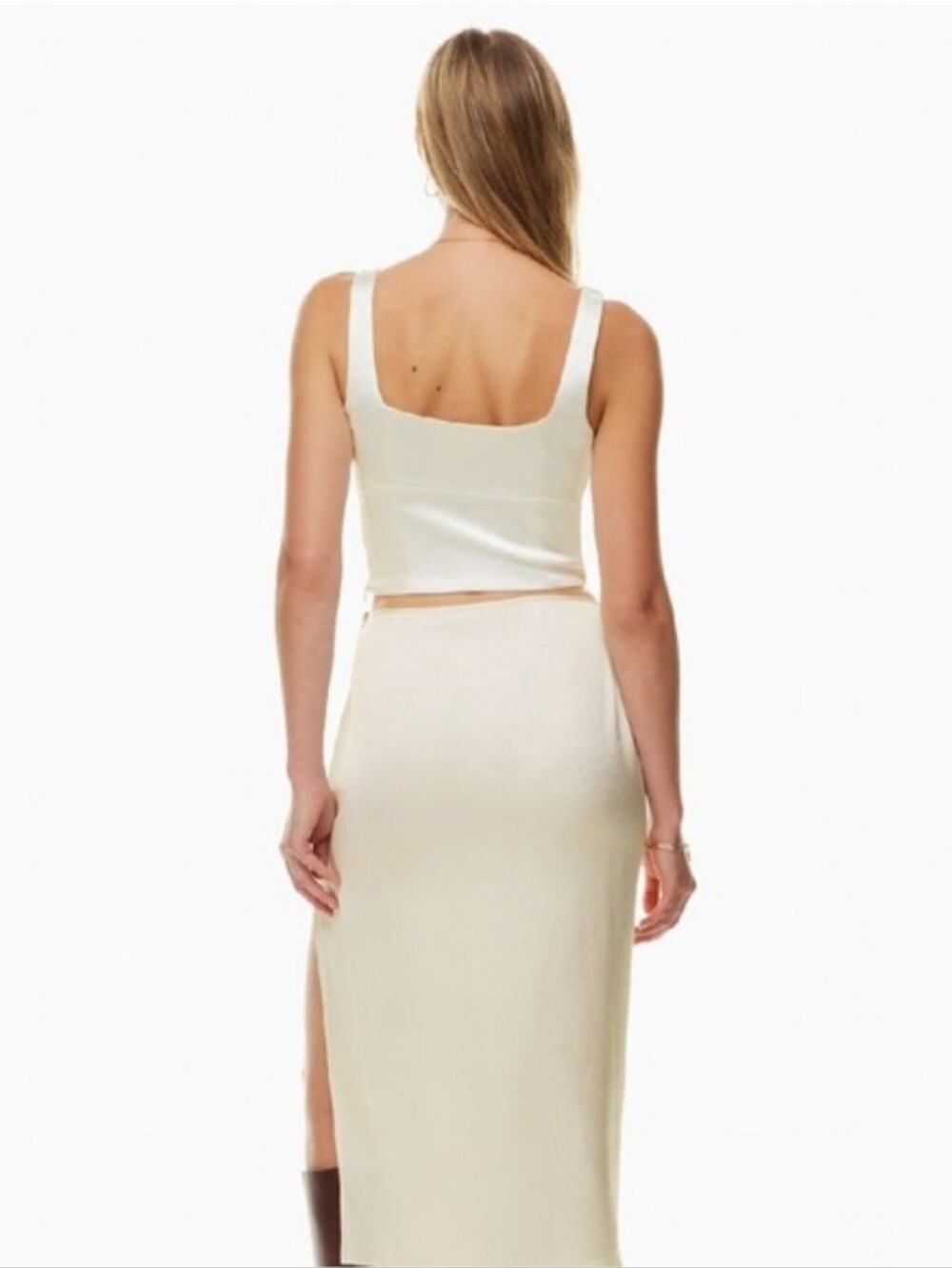 Anthropologie Wilfred Artizia Cream Satin Slip Top - Picture 3 of 8